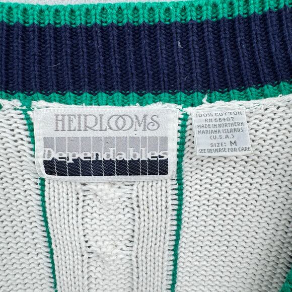 Vintage Heirlooms Dependables Unisex White Cable Knit Nautical Cardigan Sweater - Picture 9 of 9